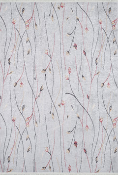 Grey Floral Area Rug – Stylish Digital Print Carpet | Non Slip, Washable, Antibacterial