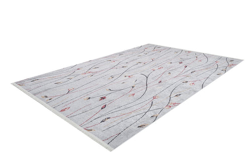 Grey Floral Area Rug – Stylish Digital Print Carpet | Non Slip, Washable, Antibacterial
