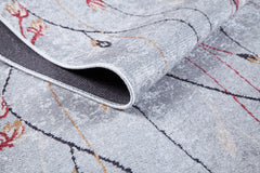 Grey Floral Area Rug – Stylish Digital Print Carpet | Non Slip, Washable, Antibacterial