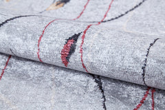 Grey Floral Area Rug – Stylish Digital Print Carpet | Non Slip, Washable, Antibacterial