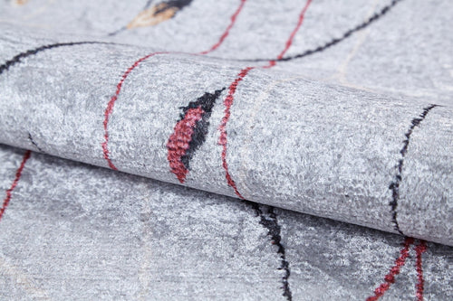 Grey Floral Area Rug – Stylish Digital Print Carpet | Non Slip, Washable, Antibacterial