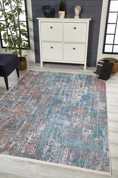 Modern Area Rug - Blue Digital Print Carpet | Antibacterial, Non Slip & Washable