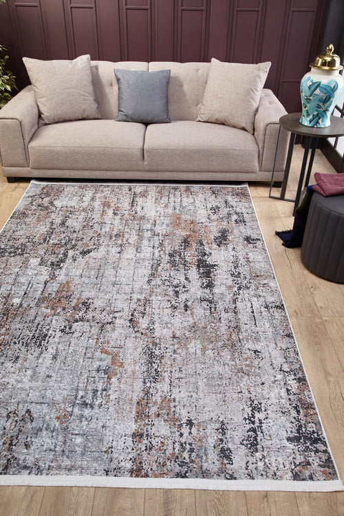 Modern Area Rug - Grey Digital Print Rug | Non Slip Antibacterial Washable Carpet