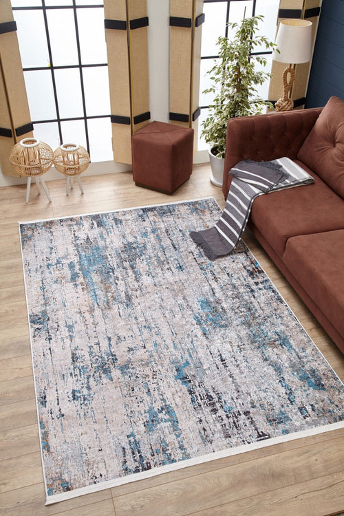 Modern Digital Area Rug – Blue Non Slip Washable Floor Carpet for Living Room