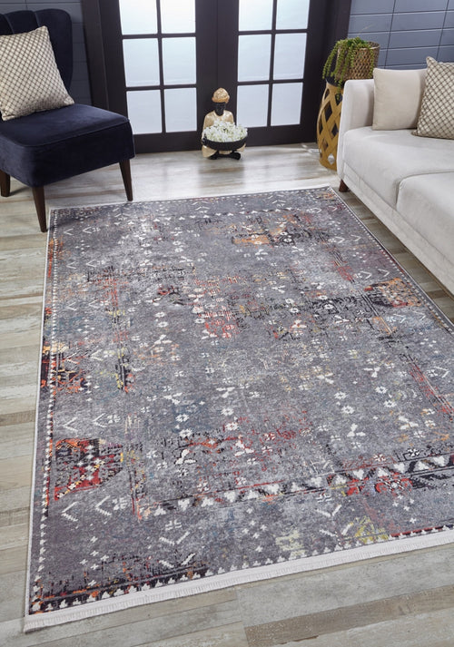 Modern Area Rug – Grey Digital Print Carpet | Non Slip, Antibacterial & Washable Floor Rug