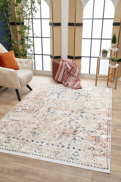 Modern Digital Print Rug – Cream Area Rug | Non Slip, Antibacterial Carpet