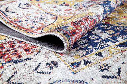 Geometric Area Rug – Beige Digital Print Rug | Non Slip, Antibacterial Carpet