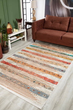 Orange Striped Area Rug – Digital Print Rug, Antibacterial & Non Slip Carpet