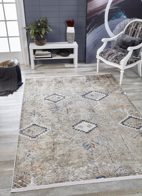 Modern Area Rug – Beige Digital Print Carpet | Non Slip Antibacterial Floor Covering