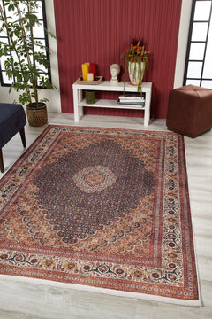 Classic Digital Print Rug - Brown Area Rug Non Slip Antibacterial Carpet