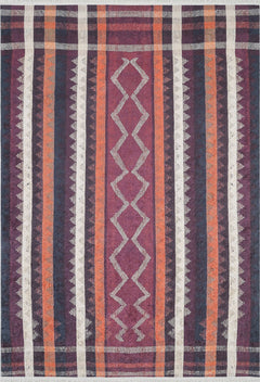 Orange Striped Area Rug - Digital Print, Non Slip, Washable, Antibacterial Carpet