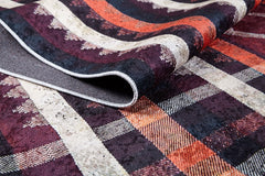 Orange Striped Area Rug - Digital Print, Non Slip, Washable, Antibacterial Carpet