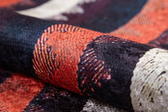 Orange Striped Area Rug - Digital Print, Non Slip, Washable, Antibacterial Carpet