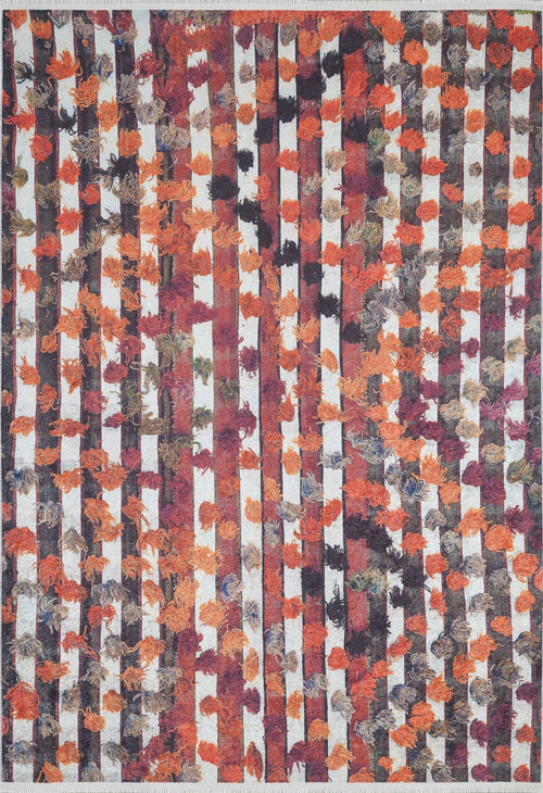 Orange Geometric Area Rug – Digital Print Carpet | Non Slip, Antibacterial Floor Mat