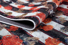 Orange Geometric Area Rug – Digital Print Carpet | Non Slip, Antibacterial Floor Mat