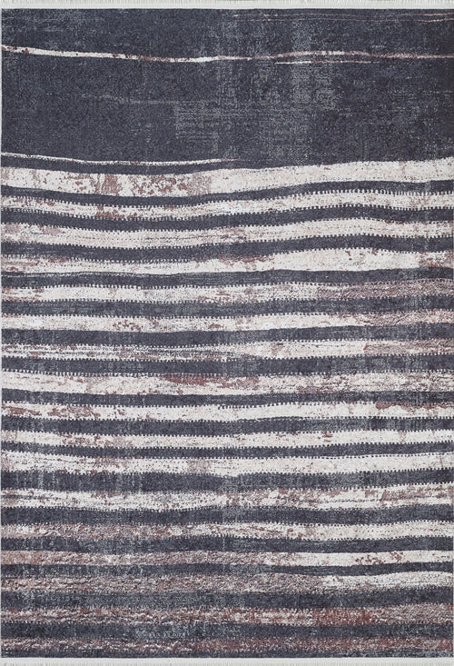 Black Striped Area Rug – Digital Print Rug, Non Slip Antibacterial Carpet