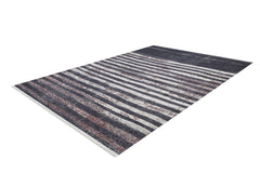 Black Striped Area Rug – Digital Print Rug, Non Slip Antibacterial Carpet
