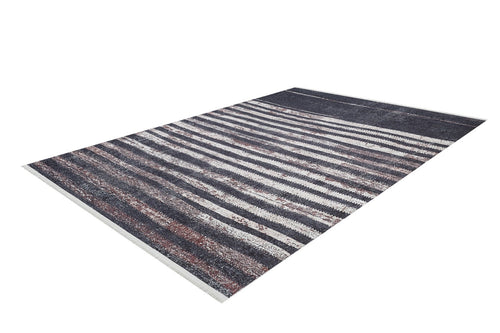 Black Striped Area Rug – Digital Print Rug, Non Slip Antibacterial Carpet