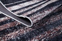 Black Striped Area Rug – Digital Print Rug, Non Slip Antibacterial Carpet
