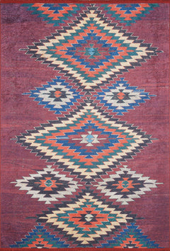 Bhopal Burgundy Geometric Digital Print Area Rug