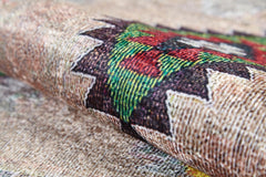 Geometric Area Rug | Beige Digital Print Carpet - Non Slip, Antibacterial, Washable