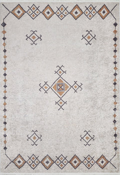 Beige Geometric Area Rug - Digital Print Rug | Antibacterial, Non Slip Carpet