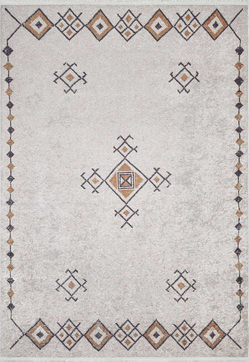 Beige Geometric Area Rug - Digital Print Rug | Antibacterial, Non Slip Carpet