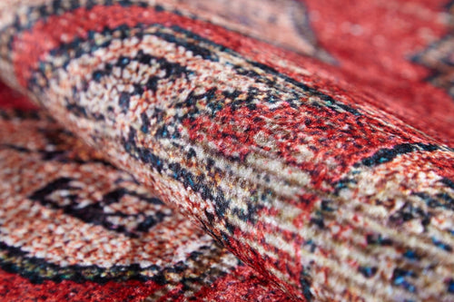 Red Classic Area Rug – Digital Print Carpet | Non Slip, Antibacterial & Washable