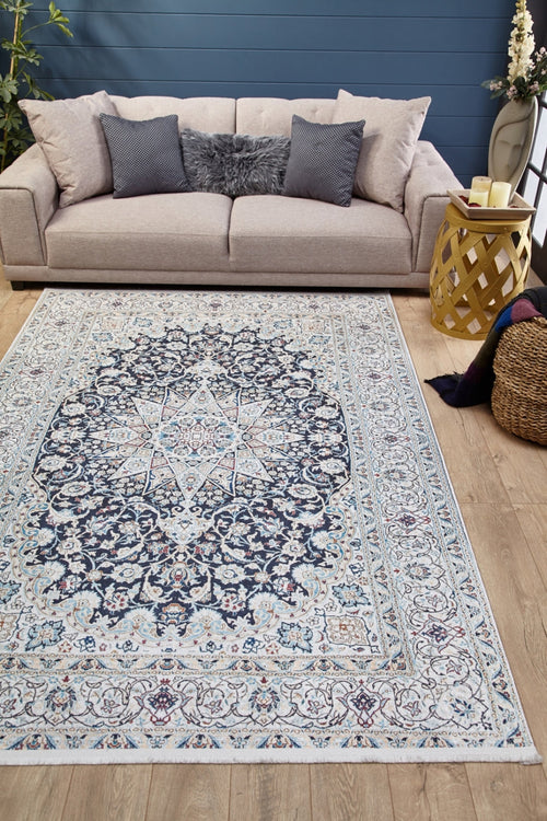 Digital Print Area Rug – Classic Grey Non Slip Washable Floor Carpet