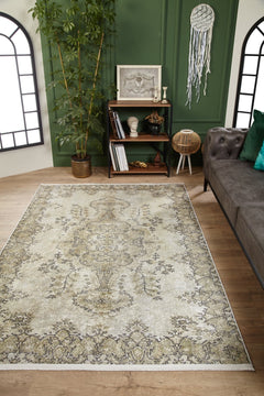 Digital Print Area Rug – Classic Green Antibacterial Non Slip Carpet for Living Room