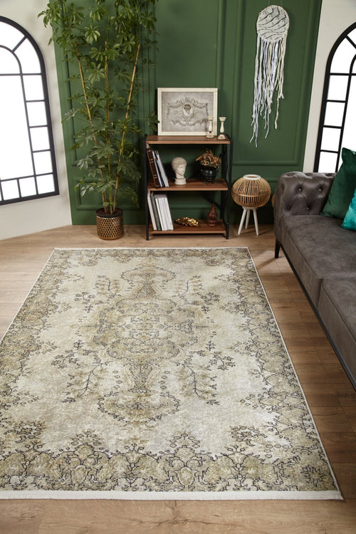 Digital Print Area Rug – Classic Green Antibacterial Non Slip Carpet for Living Room