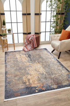 Modern Digital Print Rug - Gold Area Rug Non Slip Antibacterial Carpet