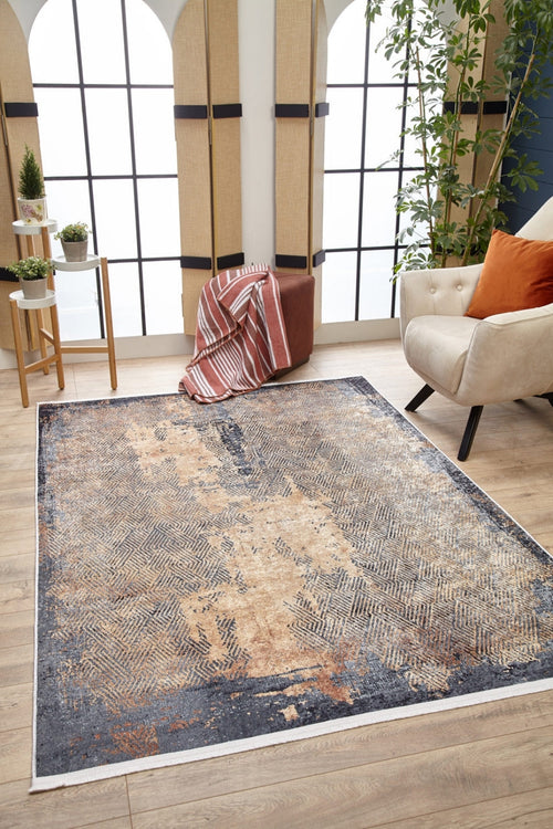 Modern Digital Print Rug - Gold Area Rug Non Slip Antibacterial Carpet