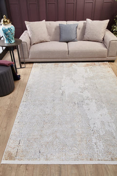 Modern Area Rug – Beige Digital Print Carpet | Non Slip, Antibacterial Floor Rug