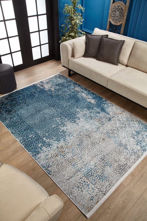 Modern Area Rug – Blue Digital Print Rug | Antibacterial, Non Slip Carpet