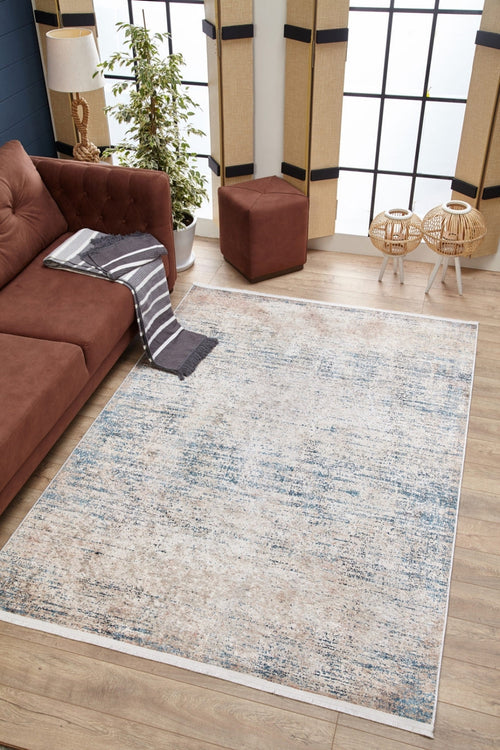 Modern Area Rug - Beige Digital Print Carpet | Non Slip Antibacterial Washable