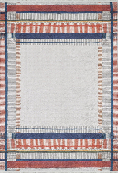 Beige Striped Area Rug - Non Slip Digital Print Rug | Antibacterial Carpet
