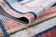 Beige Striped Area Rug - Non Slip Digital Print Rug | Antibacterial Carpet