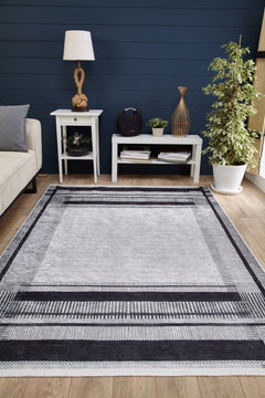 Modern Area Rug - Non Slip Grey Digital Print Antibacterial Carpet for Living Room