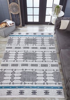 Grey Geometric Area Rug – Digital Print Rug | Non Slip, Antibacterial Carpet