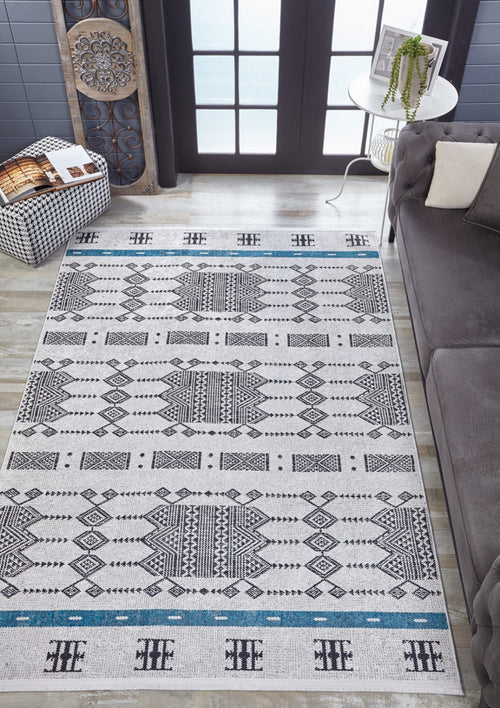Grey Geometric Area Rug – Digital Print Rug | Non Slip, Antibacterial Carpet