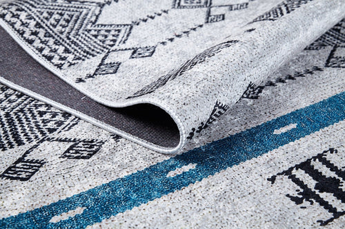 Grey Geometric Area Rug – Digital Print Rug | Non Slip, Antibacterial Carpet