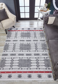 Escobedo Grey Geometric Digital Print Area Rug
