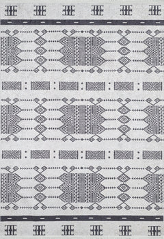 Grey Geometric Area Rug - Digital Print Rug with Non Slip, Antibacterial Design