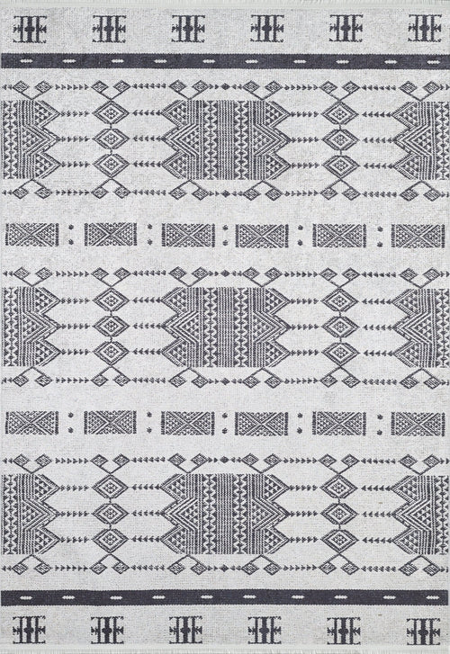 Grey Geometric Area Rug - Digital Print Rug with Non Slip, Antibacterial Design