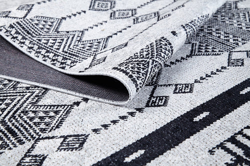 Grey Geometric Area Rug - Digital Print Rug with Non Slip, Antibacterial Design