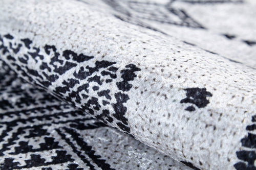 Grey Geometric Area Rug - Digital Print Rug with Non Slip, Antibacterial Design