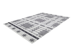 Grey Geometric Area Rug - Digital Print Rug with Non Slip, Antibacterial Design