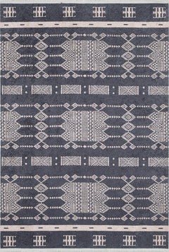 Black Geometric Area Rug | Digital Print, Non Slip, Antibacterial Carpet for Living Room