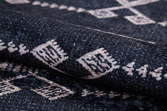 Black Geometric Area Rug | Digital Print, Non Slip, Antibacterial Carpet for Living Room